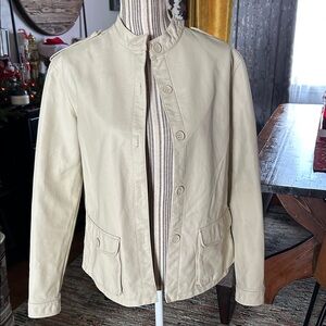 Max Studio White Tan Utility faux leather Jacket Blazer